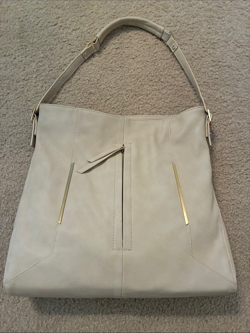 Danielle Nicole Cream Pebbled Leather Tote with Gold accents